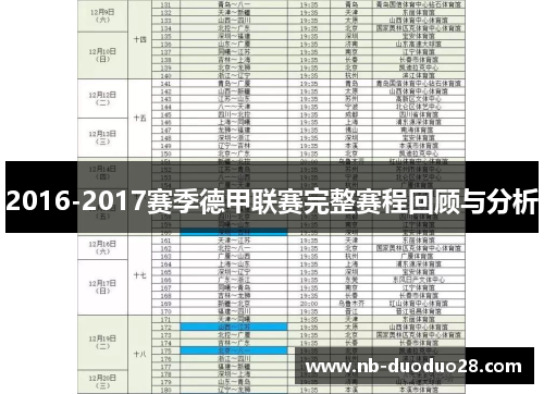 2016-2017赛季德甲联赛完整赛程回顾与分析 2016-2017赛季德甲联赛完整赛程回顾与分析