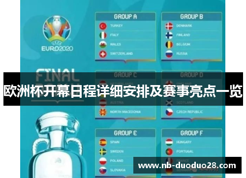 欧洲杯开幕日程详细安排及赛事亮点一览